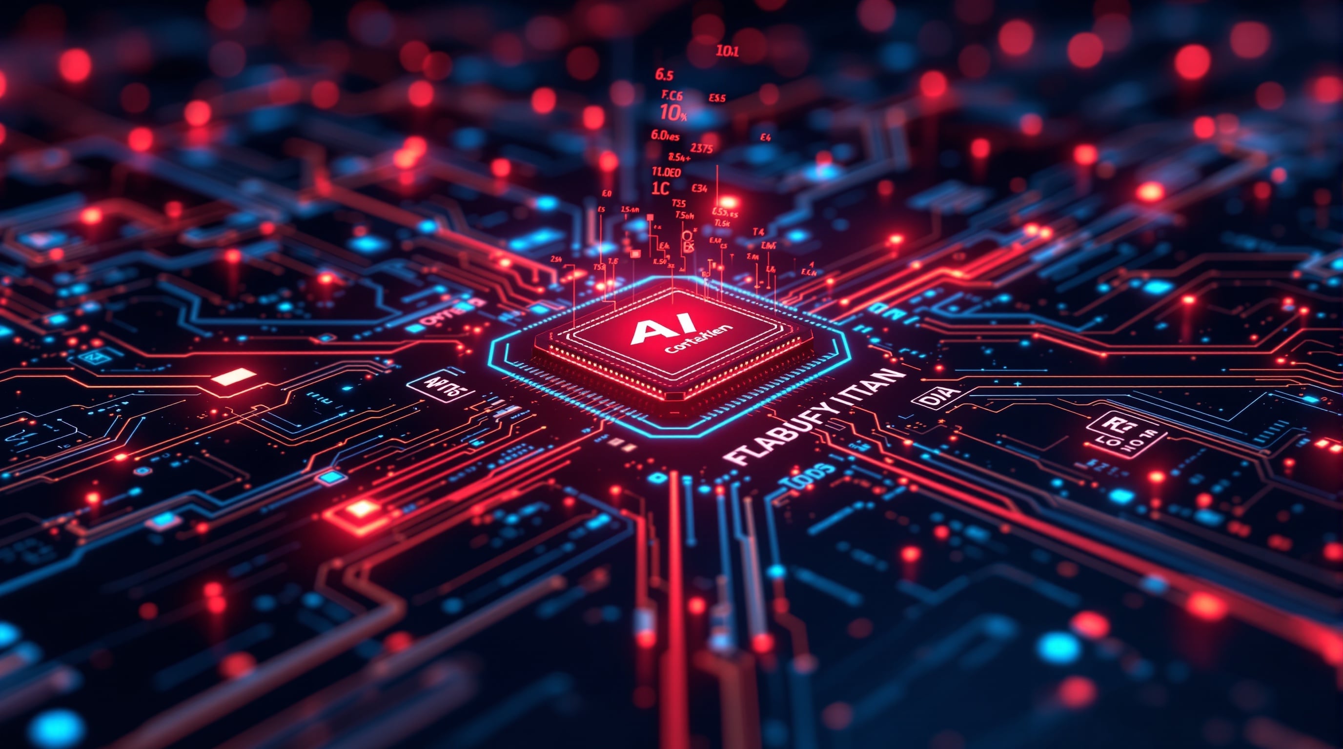 AI trading engine with advanced circuit boards and algorithmic processing visualization